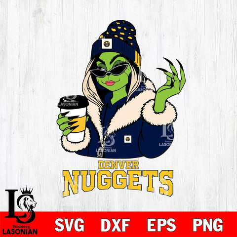 Denver Nuggets Boujee Grinch Girls Christmas Cut Files Cricut, Svg Dxf Eps Png file , Silhouette