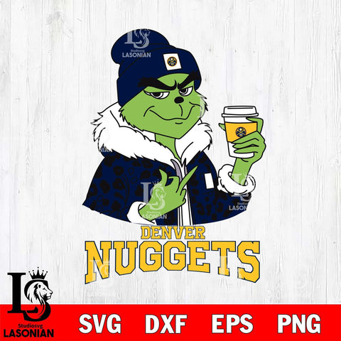 Denver Nuggets Boujee Grinch Leopard Christmas Cut Files Cricut, Svg Dxf Eps Png file , Silhouette