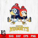 Denver Nuggets Christmas Bluey & Bingo Sit Svg , Christmas Svg , Bluey svg , Digital Download, dxf eps png pdf file