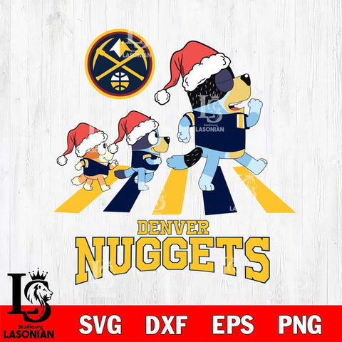 Denver Nuggets Christmas Family Bluey Walking Svg , Christmas Svg , Bluey svg , Digital Download, dxf eps png pdf file