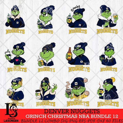 Denver Nuggets Grinch Christmas NBA Bundle 12 Cut Files Cricut, Svg Dxf Eps Png file , Silhouette