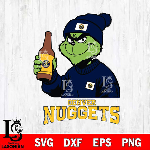 Denver Nuggets Grinch Drinking Beer Christmas Cut Files Cricut, Svg Dxf Eps Png file , Silhouette