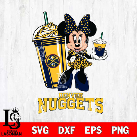 Denver Nuggets Minnie Mouse Fan And Coffee Svg Eps Dxf Png File, Digital Download, Instant Download