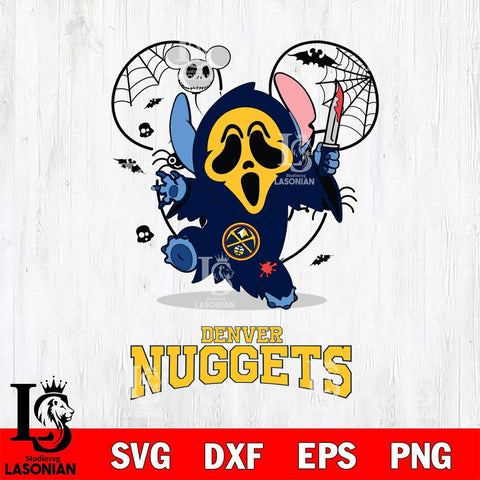 Denver Nuggets Stitch Ghost Face Halloween 2 Svg Eps Dxf Png File, Digital Download, Instant Download