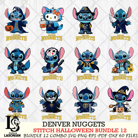 Denver Nuggets Stitch Horror Bundle 12 SVG Svg Eps Dxf Png File, Bundle NBA svg, Digital Download, Instant Download