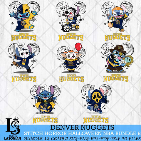 Denver Nuggets Stitch Horror Halloween NBA Bundle Svg Eps Dxf Png File, Digital Download, Instant Download