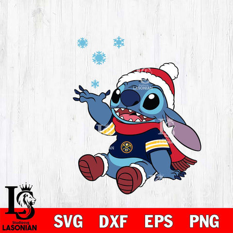 Denver Nuggets Stitch Wearing Winter Scarf Svg Dxf Eps Png file, Digital download,Clipart, Cut Files Cricut , Silhouette