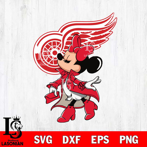 Detroit Red Wings Glamorous Minnie Svg Eps Dxf Png File, Digital Download, Instant Download