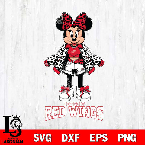 Detroit Red Wings Style Minnie Disney Svg Eps Dxf Png File, Digital Download, Instant Download