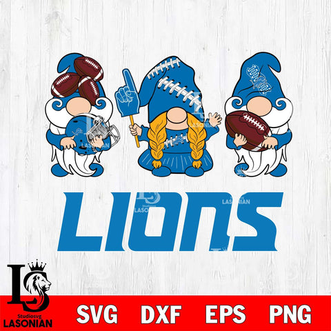 Detroit Lions 3 Gnomes Football Svg Eps Dxf Png File, Digital Download, Instant Download