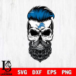 Detroit Lions Badass Beard Skull SVG