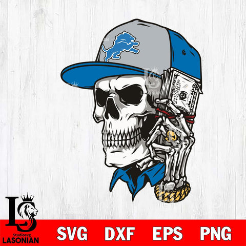 Detroit Lions Badass Man Skull SVG