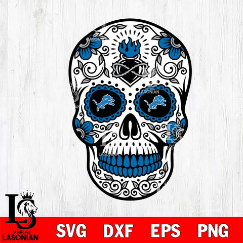 Detroit Lions Badass Mexico Skull SVG