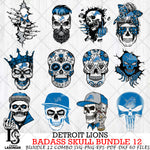 Detroit Lions Badass Skull Bundle SVG