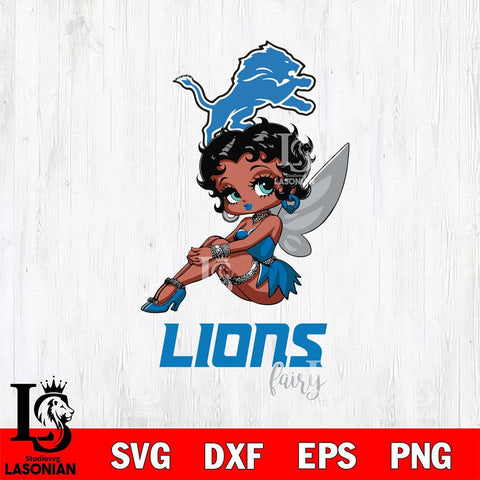 Detroit Lions Beauty Black Fairy Betty Boop Svg Eps Dxf Png File, Digital Download, Instant Download