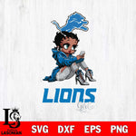 Detroit Lions Beauty Black Fan Girl Football Svg Eps Dxf Png File, Digital Download, Instant Download