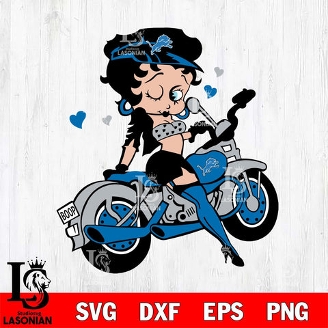 Detroit Lions Betty Boop And Badass Motor Svg Eps Dxf Png File, Digital Download, Instant Download