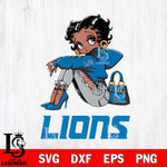 Detroit Lions Betty Boop Black Fan Girl Svg Eps Dxf Png File, Digital Download, Instant Download