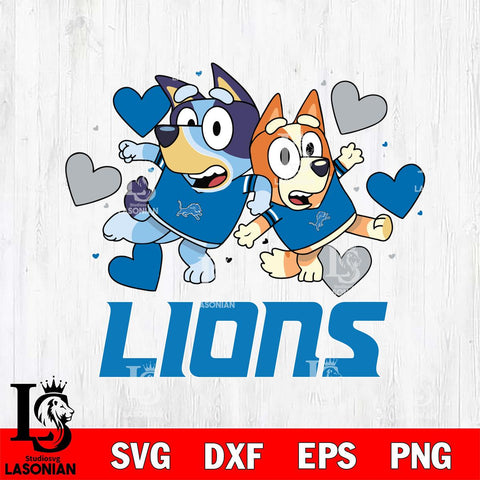 Detroit Lions Bluey & Bingo 10 Svg Eps Dxf Png File, NFL svg, Digital Download, Instant Download