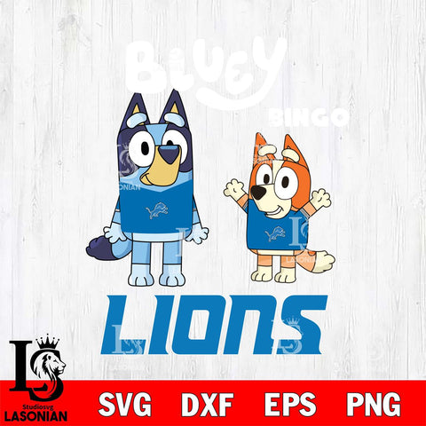 Detroit Lions Bluey & Bingo 4 Svg Eps Dxf Png File, NFL svg, Digital Download, Instant Download