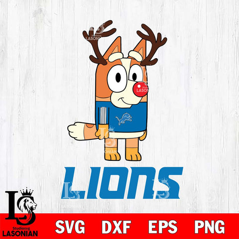 Detroit Lions Bluey Chilli Christmas Deer Svg Eps Dxf Png File, Digital Download