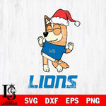 Detroit Lions Bluey Chilli Happy Christmas Svg Eps Dxf Png File, Digital Download