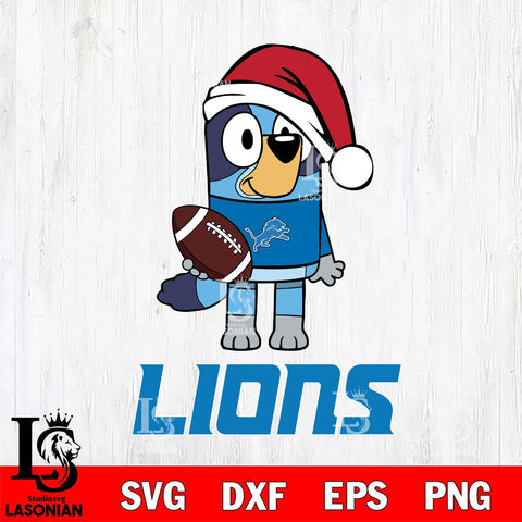 Detroit Lions Bluey Christmas Svg Eps Dxf Png File, Digital Download