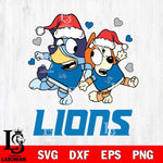 Detroit Lions Bluey Christmas NFL Svg Eps Dxf Png File, Digital Download