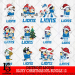 Detroit Lions Bluey Christmas NFL Bundle 12 Svg Eps Dxf Png File,Cut Svg Files, Digital File, Sublimation