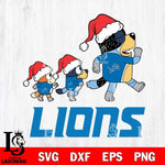 Detroit Lions Bluey Family Christmas Svg Eps Dxf Png File, Digital Download