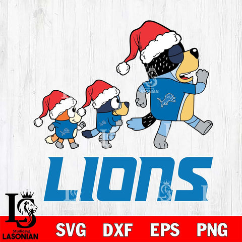 Detroit Lions Bluey Family Christmas Svg Eps Dxf Png File, Digital Download