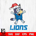 Detroit Lions Bluey Happy Christmas Svg Eps Dxf Png File, Digital Download