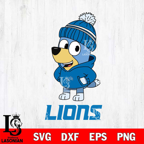 Detroit Lions Bluey Hoodie Sport Svg Eps Dxf Png File, Digital Download ,Instant Download, Cricut File