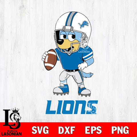 Detroit Lions Bluey rugby Svg Eps Dxf Png File, Digital Download ,Instant Download, Cricut File