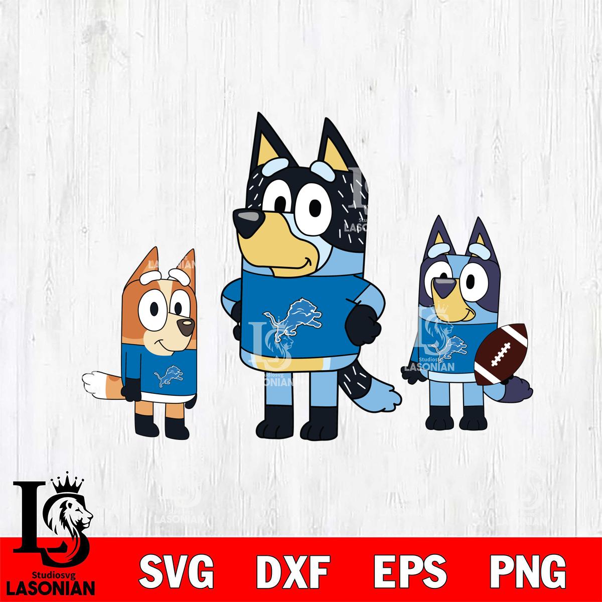 Detroit Lions Bluey svg , Bluey family NFL – lasoniansvg