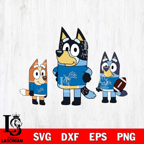 Detroit Lions Bluey svg , Bluey family NFL Svg Eps Dxf Png File, Digital Download, Instant Download