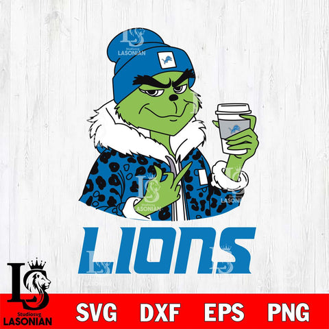 Detroit Lions Boujee Grinch Leopard Christmas Svg Eps Dxf Png File,Cricut svg files, Digital Download, Instant Download