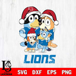 Detroit Lions Christmas Bluey Family Sport Svg Eps Dxf Png File,Cut Svg Files, Digital File, Sublimation