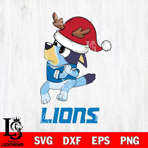 Detroit Lions Christmas Bluey Santa Claus Svg Eps Dxf Png File,Cut Svg Files, Digital File, Sublimation