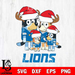 Detroit Lions Christmas Bluey Santa Family Svg Eps Dxf Png File,Cut Svg Files, Digital File, Sublimation