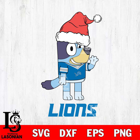 Detroit Lions Christmas Bluey Say Hi Svg Eps Dxf Png File,Cut Svg Files, Digital File, Sublimation