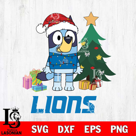 Detroit Lions Christmas Bluey Tree Sport Svg Eps Dxf Png File,Cut Svg Files, Digital File, Sublimation