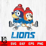 Detroit Lions Christmas Bluey & Bingo Sit Svg Eps Dxf Png File,Cut Svg Files, Digital File, Sublimation