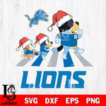 Detroit Lions Christmas Family Bluey Walking Svg Eps Dxf Png File,Cut Svg Files, Digital File, Sublimation