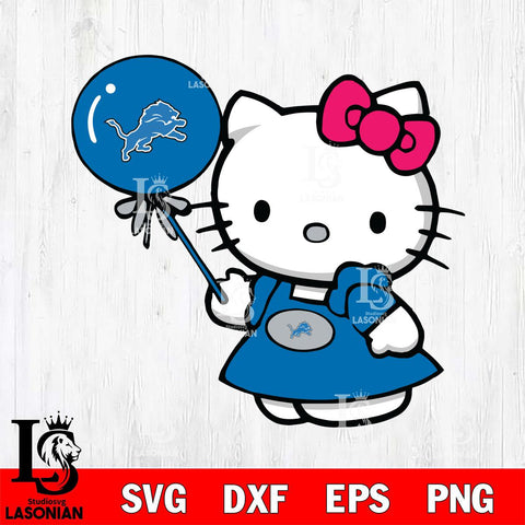 Detroit Lions Cute Hello Kitty 2 Svg Eps Dxf Png File, Digital Download, Instant Download