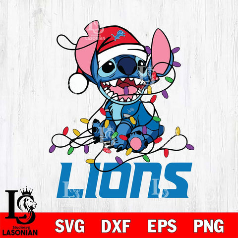 Detroit Lions Cute Stitch Christmas Svg