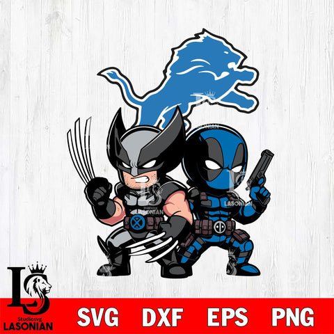 Detroit Lions Deadpool And Wolverine Svg Eps Dxf Png File, Digital Download, Instant Download