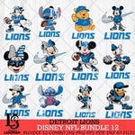 Detroit Lions Disney NFL Bundle Svg PNG 12 Svg Eps Dxf Png File, Digital Download