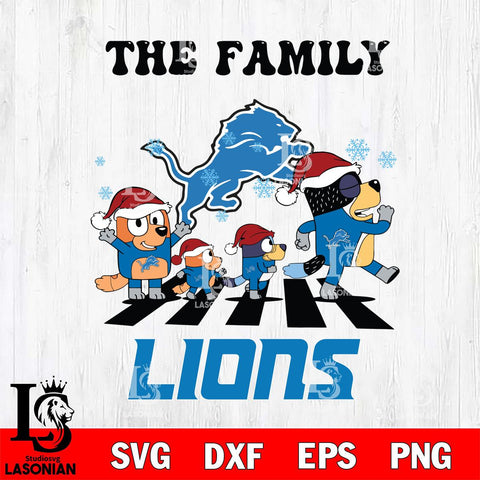 Detroit Lions Family Bluey Christmas Svg Eps Dxf Png File, Digital Download