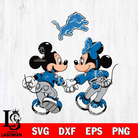 Detroit Lions Fan Minnie And Mickey Love Svg Eps Dxf Png File, Digital Download, Instant Download